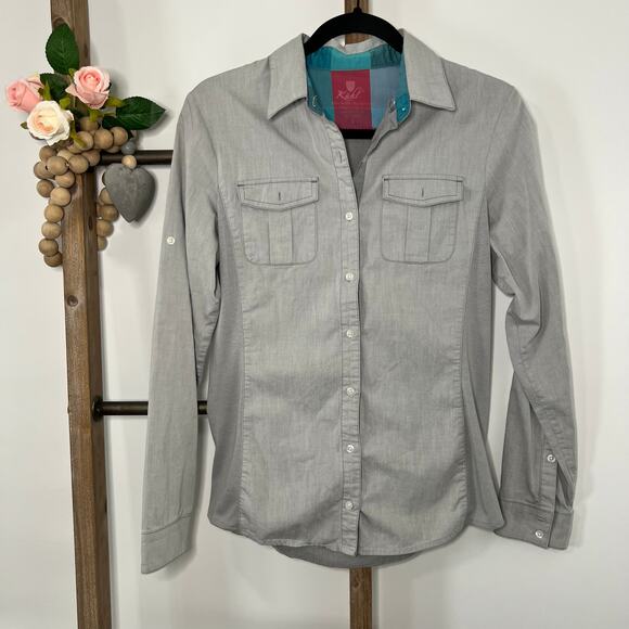 Kuhl Long Sleeve Button Up Gray Fitted Shirt Size Small - Picture 1 of 10